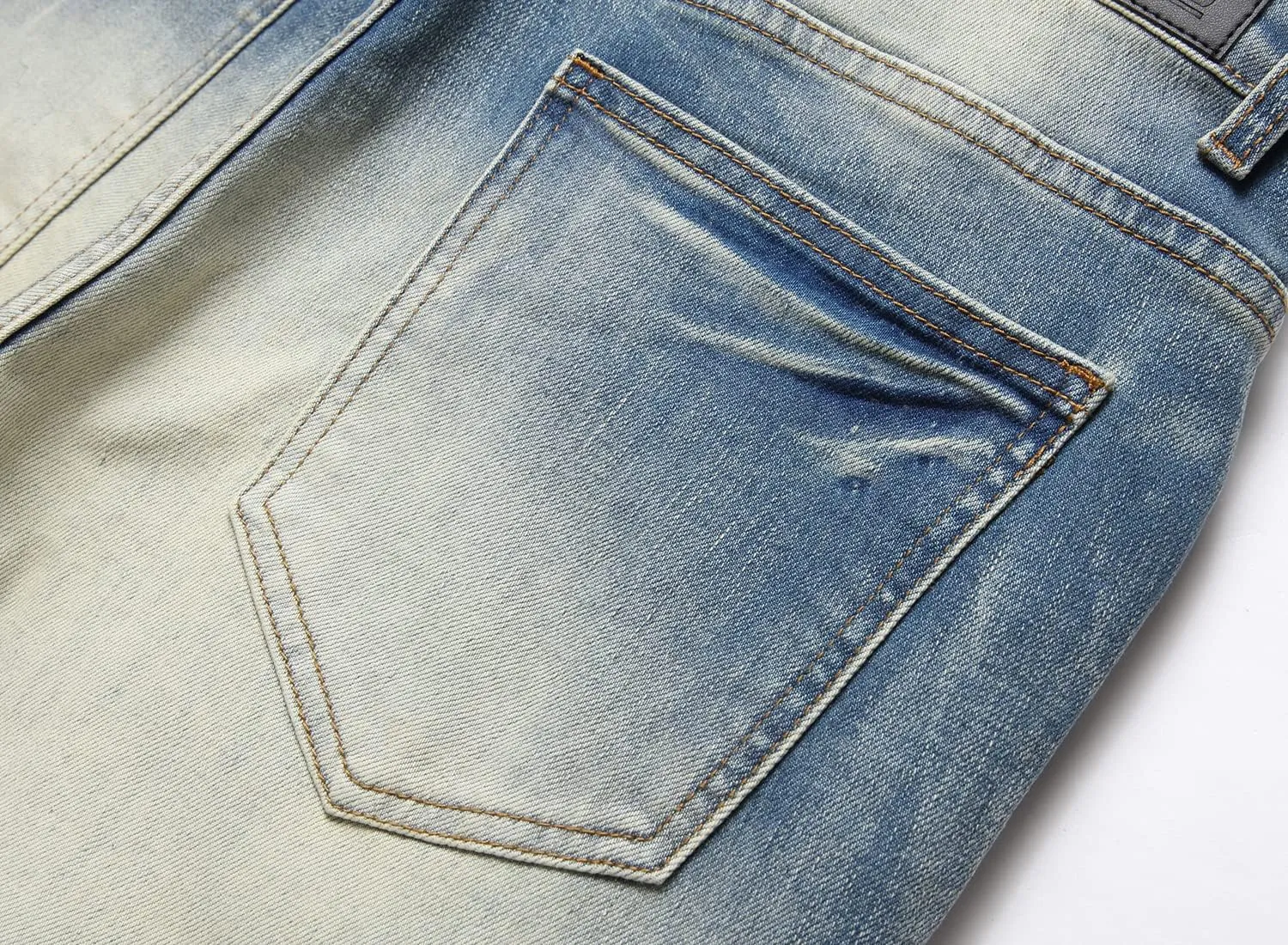 Men's Fashion Washed Perforated Elastic Slim Fit Jeans