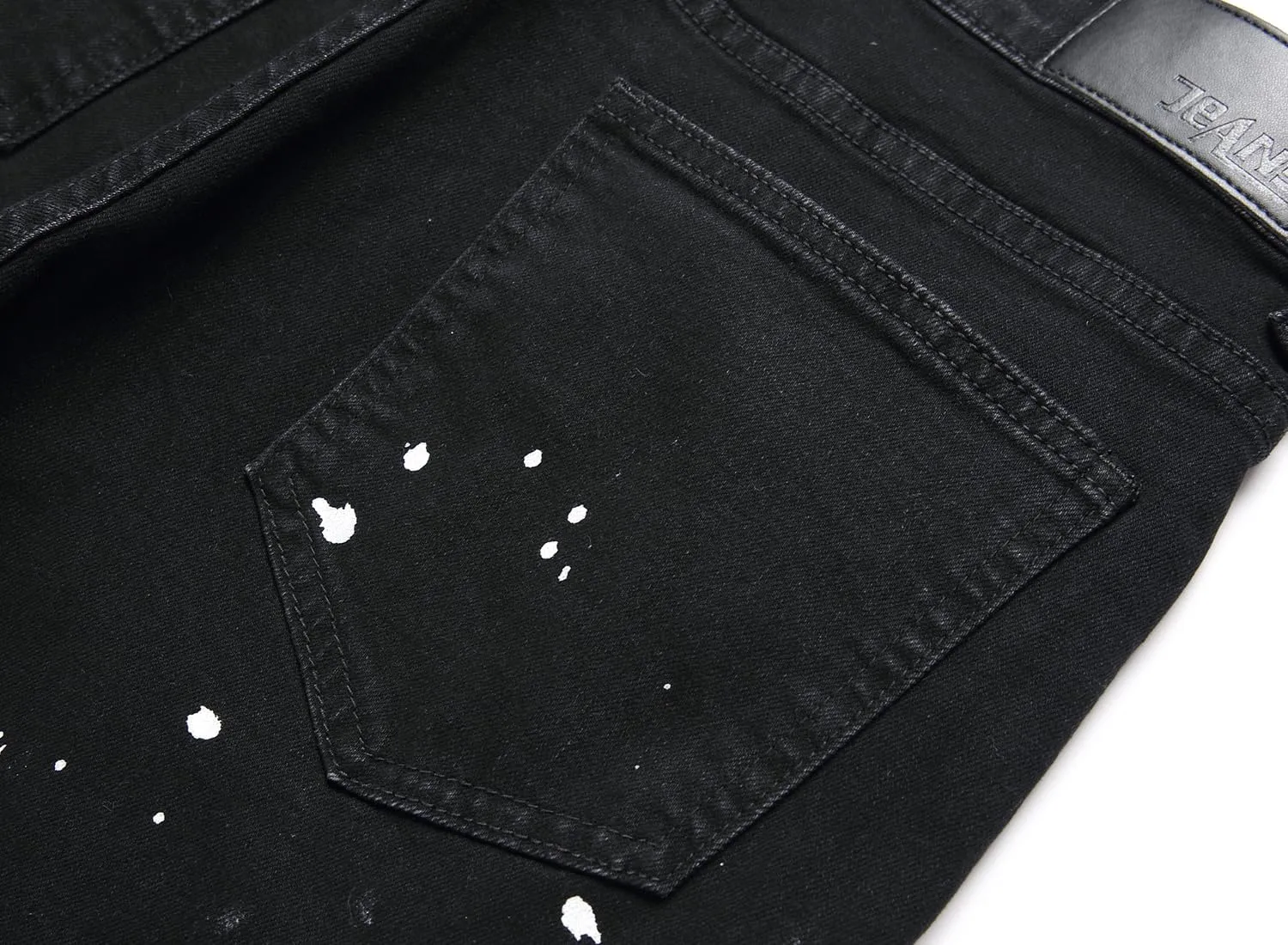 Men's Fashion Washed Perforated Elastic Slim Fit Jeans