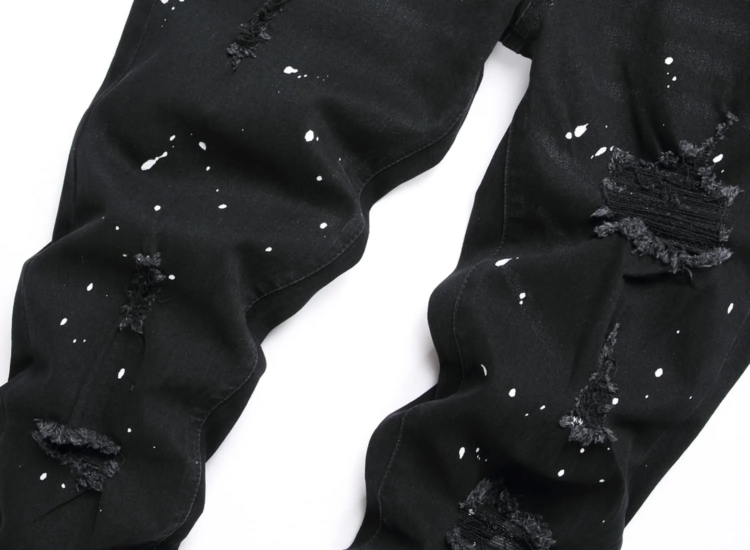 Men's Fashion Washed Perforated Elastic Slim Fit Jeans