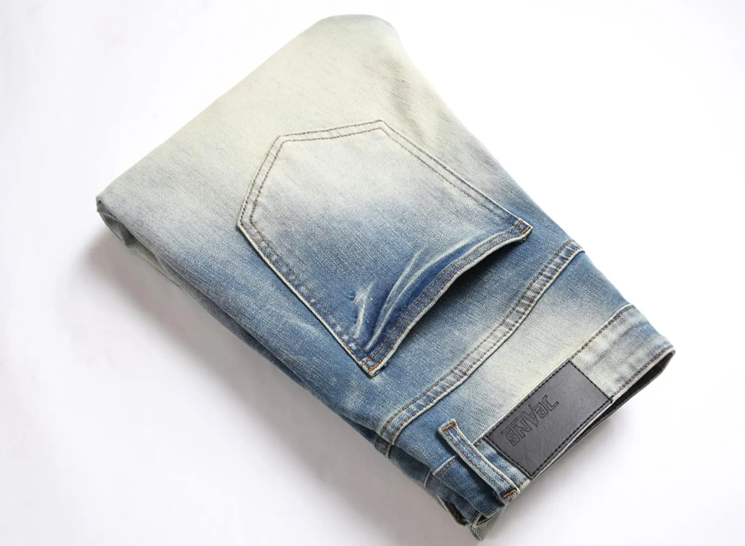 Men's Fashion Washed Perforated Elastic Slim Fit Jeans