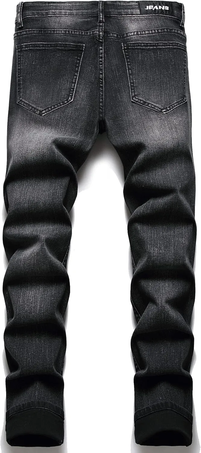 Men's Fashion Washed Straight Fit Slim Jeans