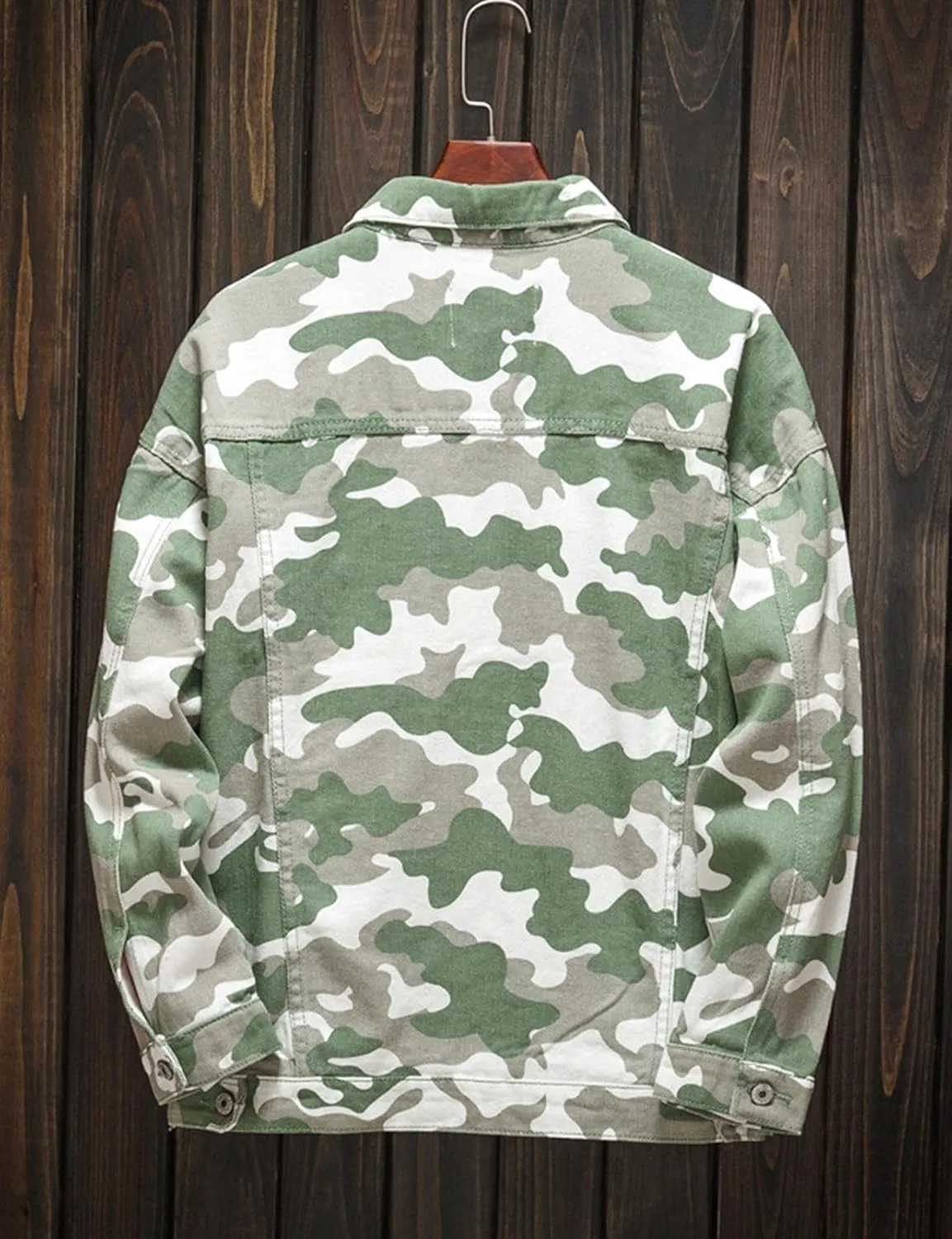 Mens Military Camo Classic Trucker Jean Denim Jacket Coat