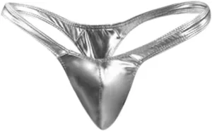 Men'S Sexy Leather Underwear Briefs T-Back G-String Thongs for Men Low Waist Solid Color Comfortable Mens Lingerie