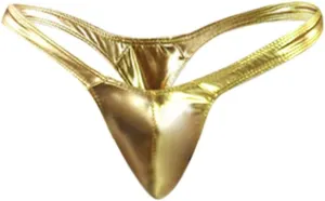 Men'S Sexy Leather Underwear Briefs T-Back G-String Thongs for Men Low Waist Solid Color Comfortable Mens Lingerie