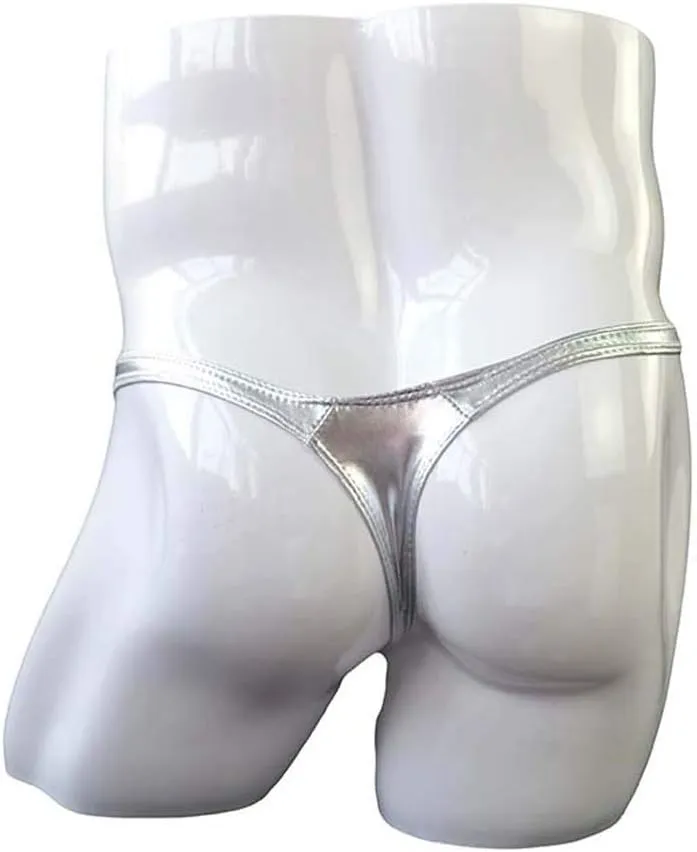 Men'S Sexy Leather Underwear Briefs T-Back G-String Thongs for Men Low Waist Solid Color Comfortable Mens Lingerie
