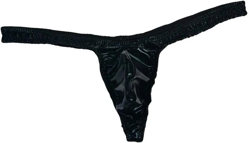 Men'S Sexy Leather Underwear Briefs T-Back G-String Thongs for Men Low Waist Solid Color Comfortable Mens Lingerie