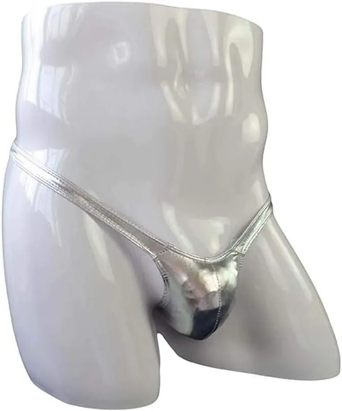 Men'S Sexy Leather Underwear Briefs T-Back G-String Thongs for Men Low Waist Solid Color Comfortable Mens Lingerie