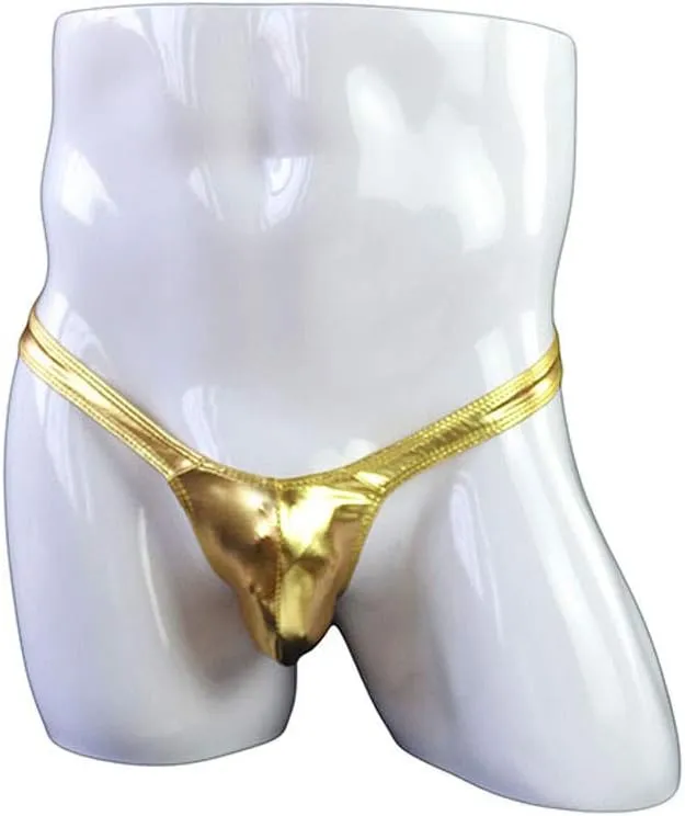 Men'S Sexy Leather Underwear Briefs T-Back G-String Thongs for Men Low Waist Solid Color Comfortable Mens Lingerie