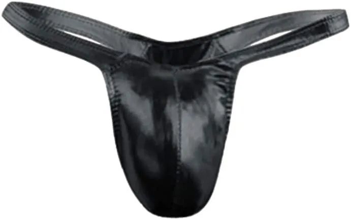 Men'S Sexy Leather Underwear Briefs T-Back G-String Thongs for Men Low Waist Solid Color Comfortable Mens Lingerie