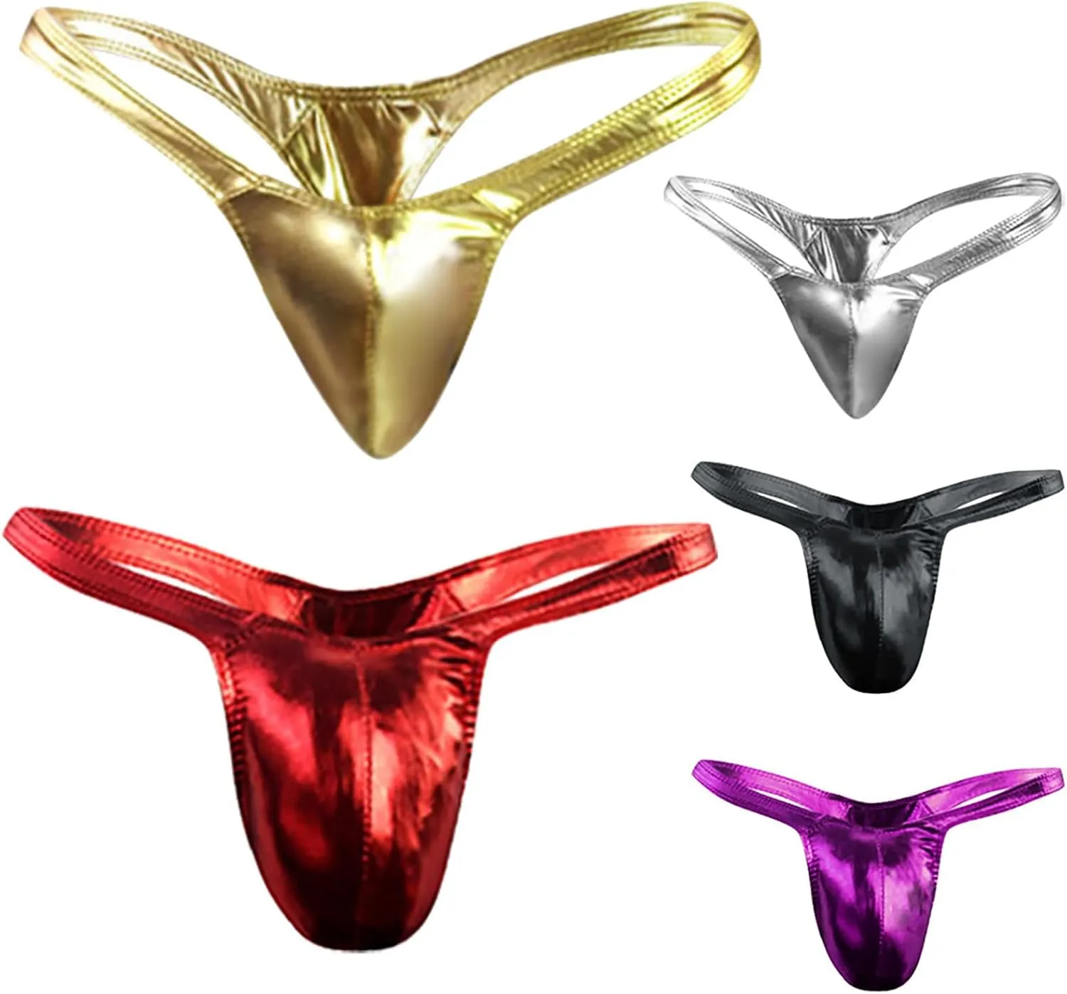 Men'S Sexy Leather Underwear Briefs T-Back G-String Thongs for Men Low Waist Solid Color Comfortable Mens Lingerie