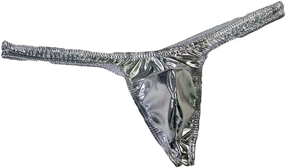 Men'S Sexy Leather Underwear Briefs T-Back G-String Thongs for Men Low Waist Solid Color Comfortable Mens Lingerie