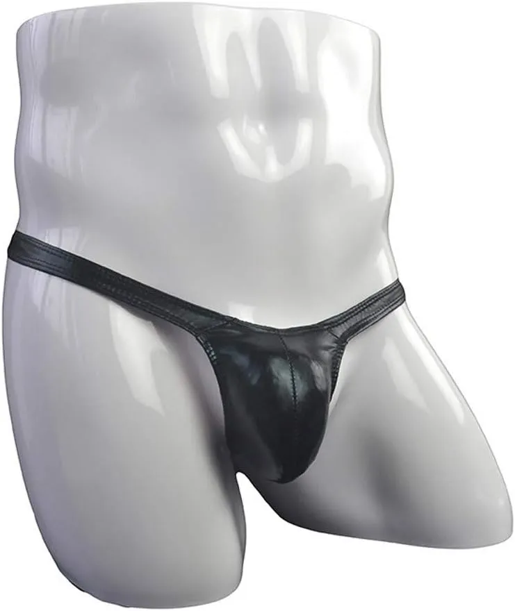 Men'S Sexy Leather Underwear Briefs T-Back G-String Thongs for Men Low Waist Solid Color Comfortable Mens Lingerie