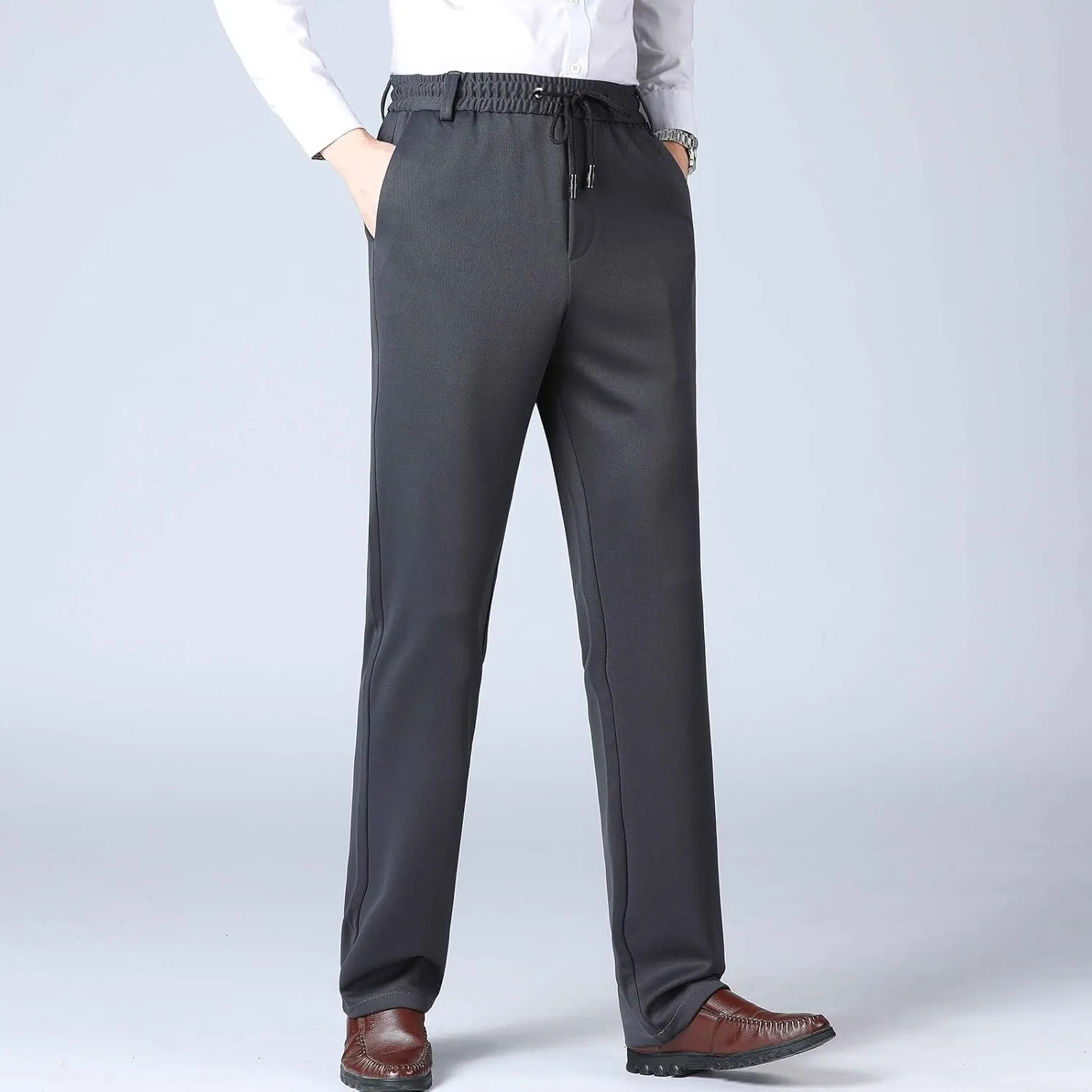 Men's Skinny-Fit Washed Comfort Stretch Chino Pant, Solid Color Casual Elastic Sweatpants, Tactical Breathable Pants Men