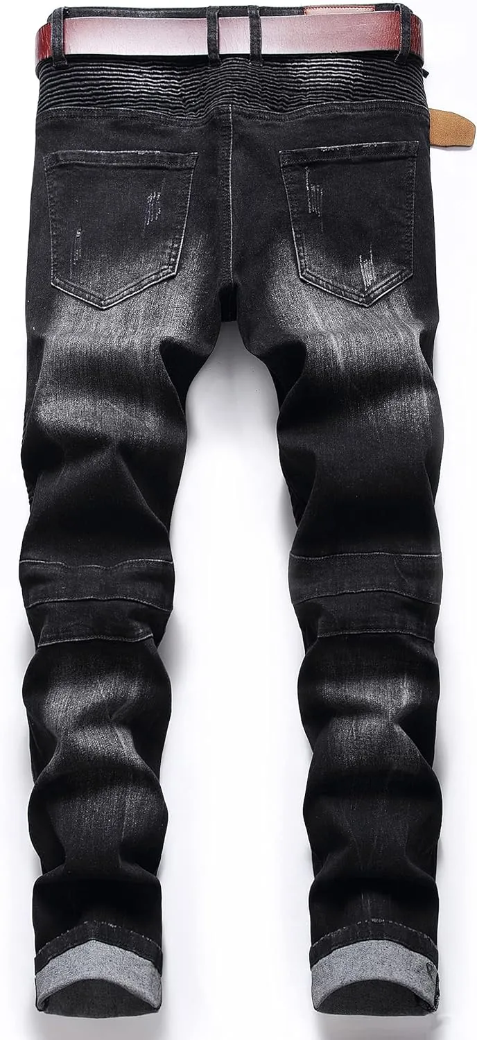 Men's Slim Fashion Ripped Straight Holes Stretchy Jeans