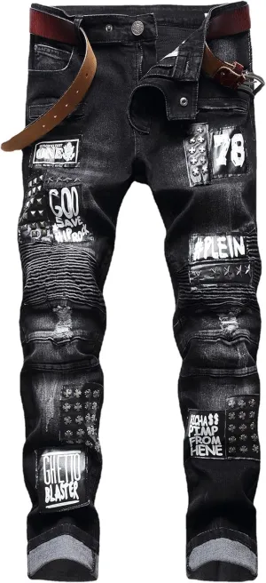 Men's Slim Fashion Ripped Straight Holes Stretchy Jeans