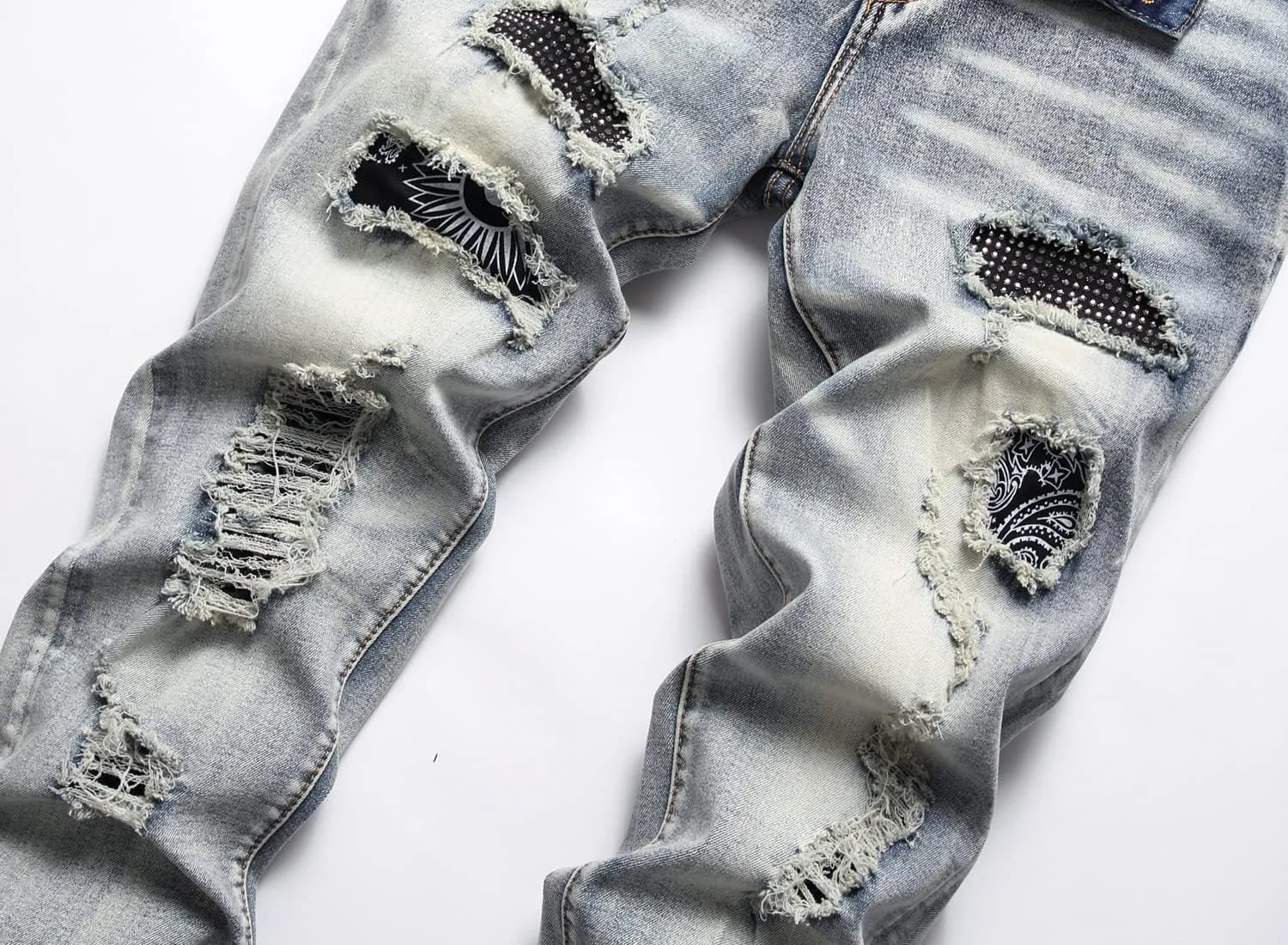 Men's Slim Fashion Ripped Straight Holes Stretchy Jeans