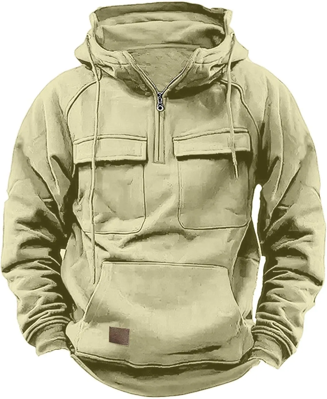 Mens Tactical Sweatshirts Quarter Zip Cargo Pullover Hoodies Workout Gym Sports Running Outdoor Winter Jackets