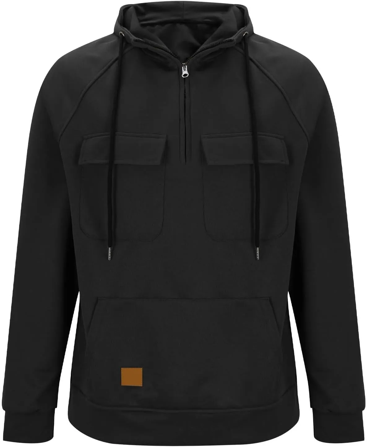 Mens Tactical Sweatshirts Quarter Zip Cargo Pullover Hoodies Workout Gym Sports Running Outdoor Winter Jackets