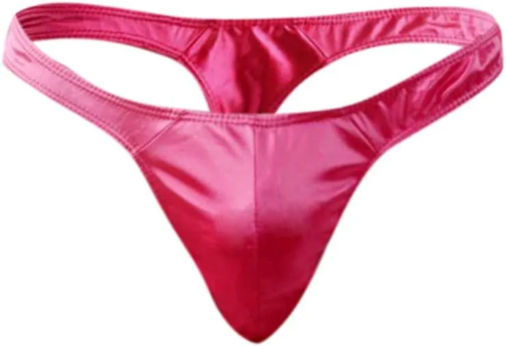 Men'S Thong Underwear Polyester Men'S Comfortable Sexy Patent Leather Briefs T-Back G-String Solid Color Men Lingerie