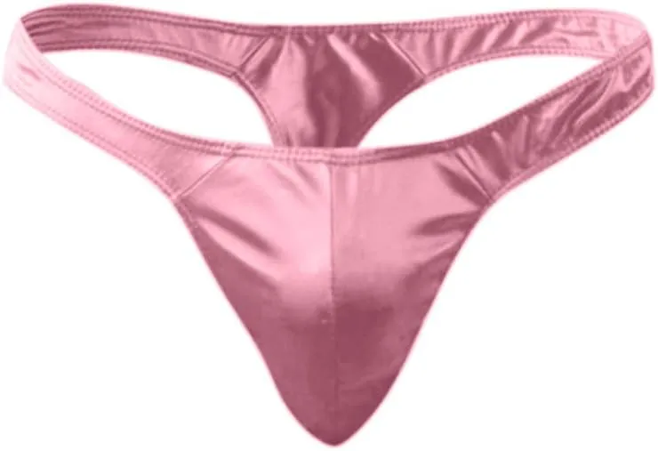 Men'S Thong Underwear Polyester Men'S Comfortable Sexy Patent Leather Briefs T-Back G-String Solid Color Men Lingerie