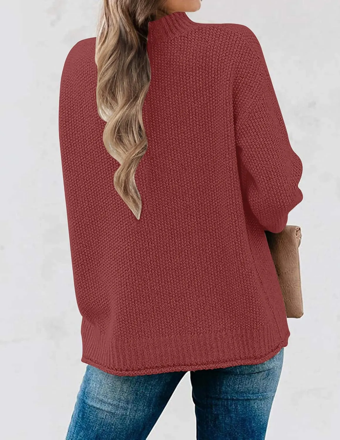 MEROKEETY Women's Long Sleeve Turtleneck Cozy Knit Sweater Casual Loose Pullover Jumper Tops