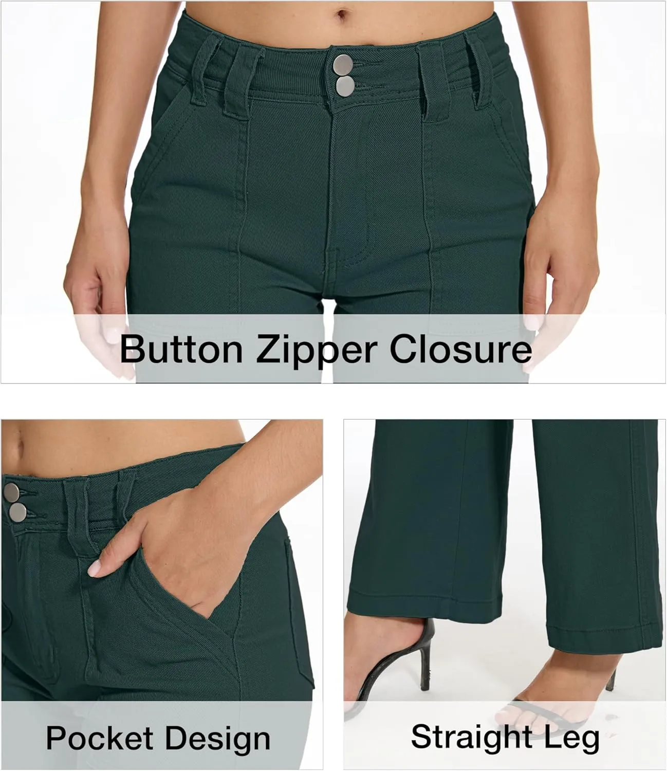 Mid Rise Jeans for Women Wid Leg Straight Leg Flare Pants Trendy