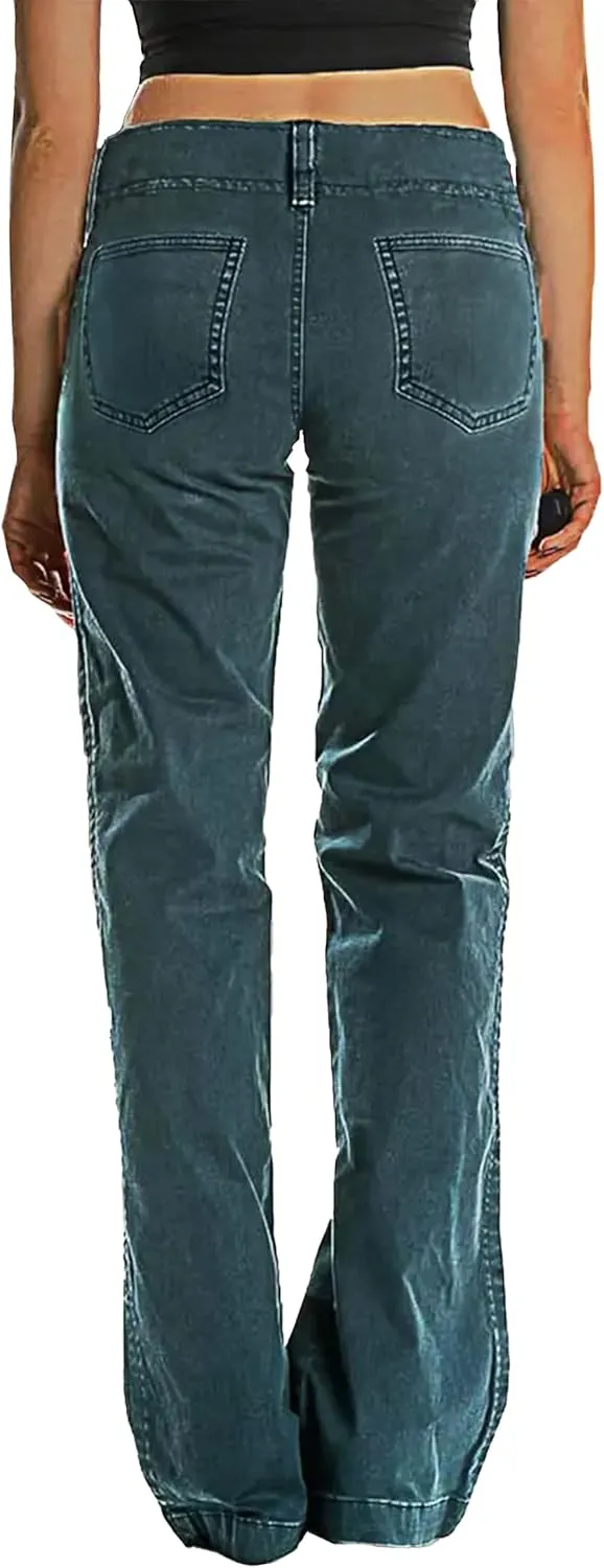 Mid Rise Jeans for Women Wid Leg Straight Leg Flare Pants Trendy