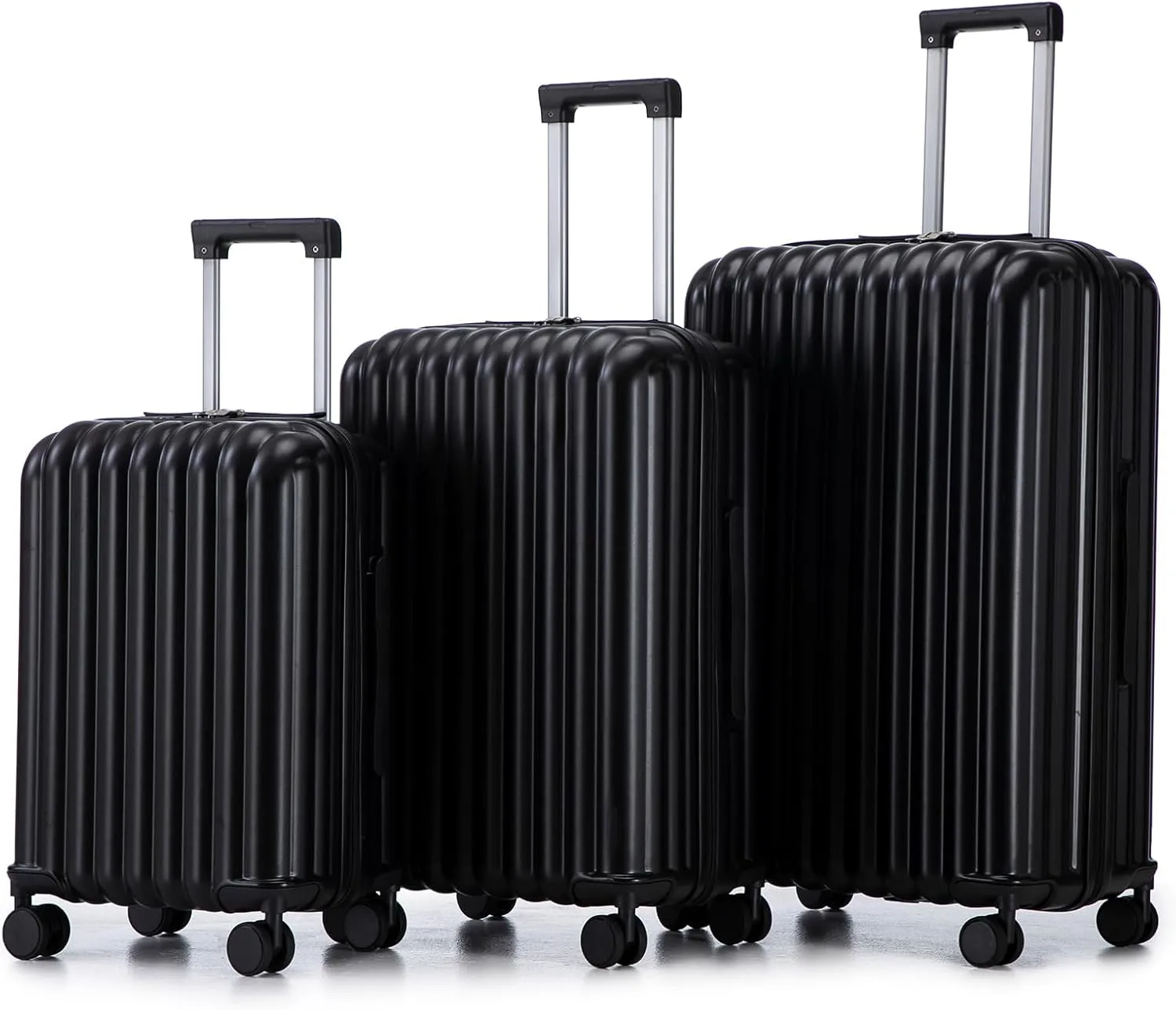 Multifunctional Spinner Wheel Luggage with USB Port, Cup Holder & Phone Holder for Comfortable Travel, Black, 20/24/28 Inch