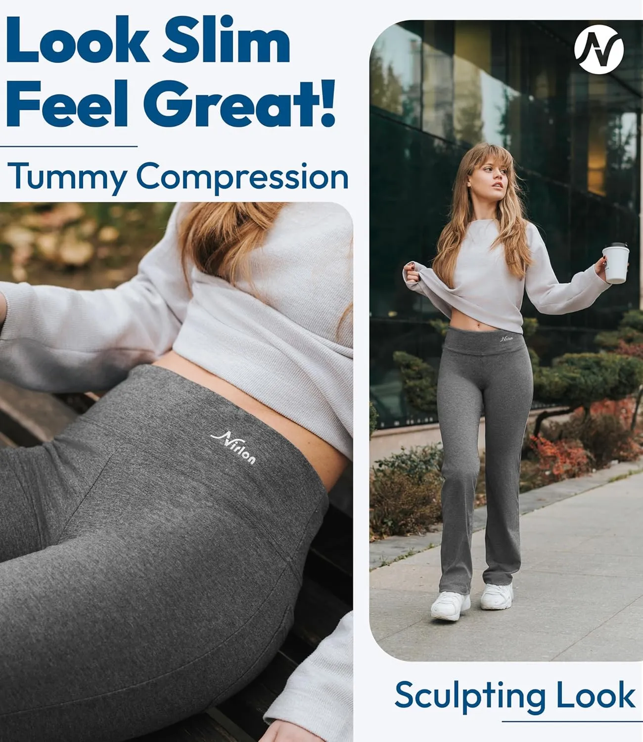 Nirlon Straight Leg Yoga Pants - Yoga Pants for Women Soft & Breathable Womens Leggings for Gym & Yoga Regular & Plus Size