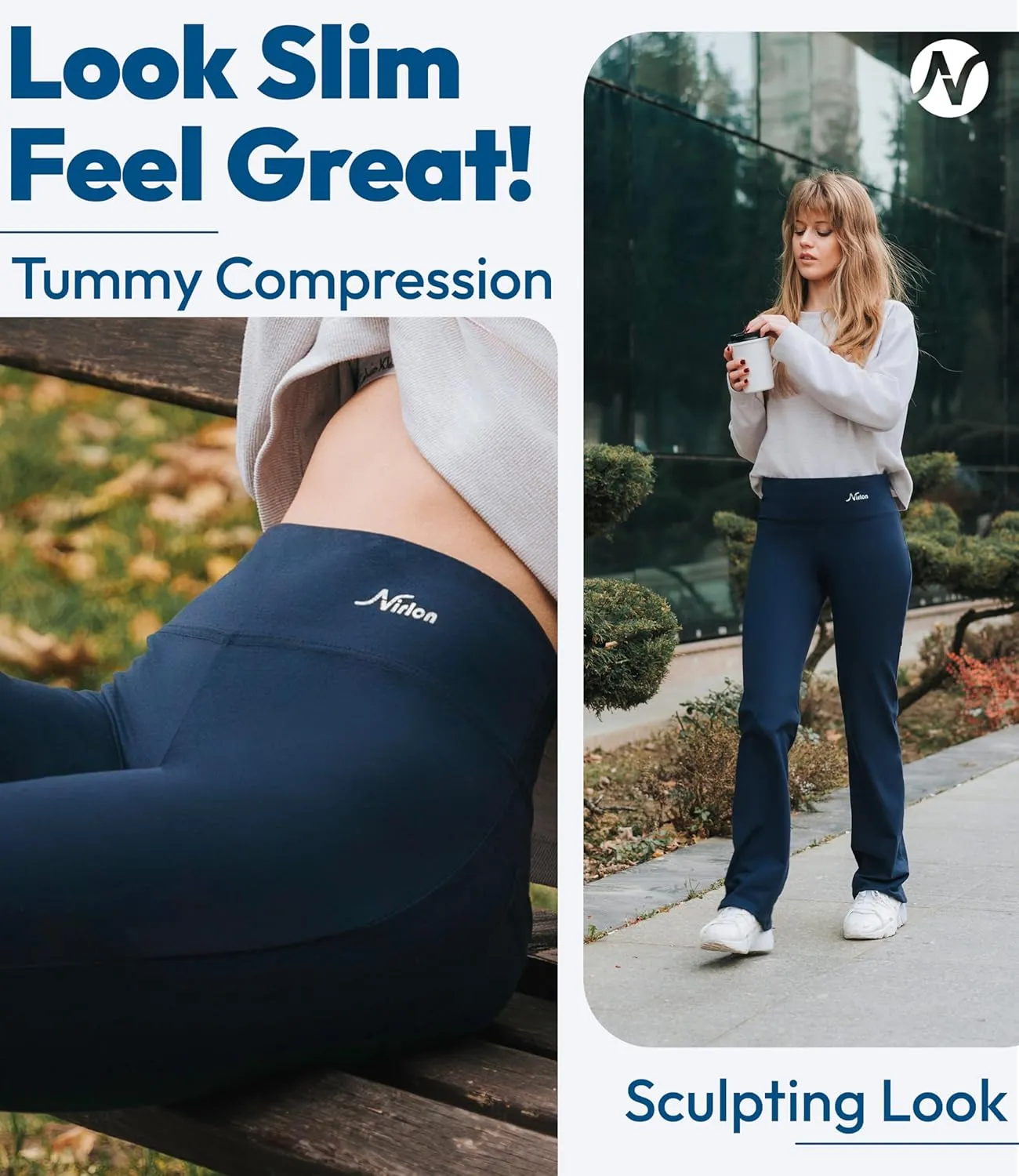 Nirlon Straight Leg Yoga Pants - Yoga Pants for Women Soft & Breathable Womens Leggings for Gym & Yoga Regular & Plus Size