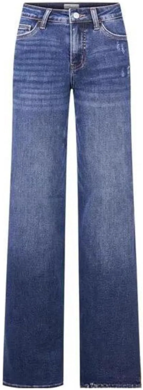 Oprah's Favorite Jeans Baggy Jeans High Waisted Wide Leg Straight Stretchy Denim Pants with Patch Pockets