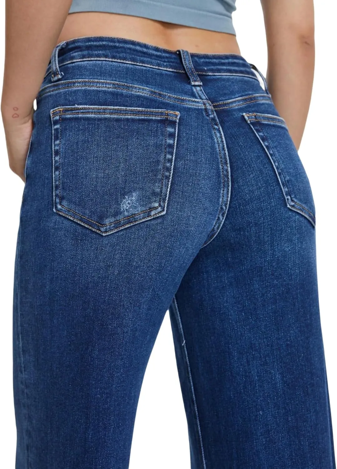 Oprah's Favorite Jeans Baggy Jeans High Waisted Wide Leg Straight Stretchy Denim Pants with Patch Pockets