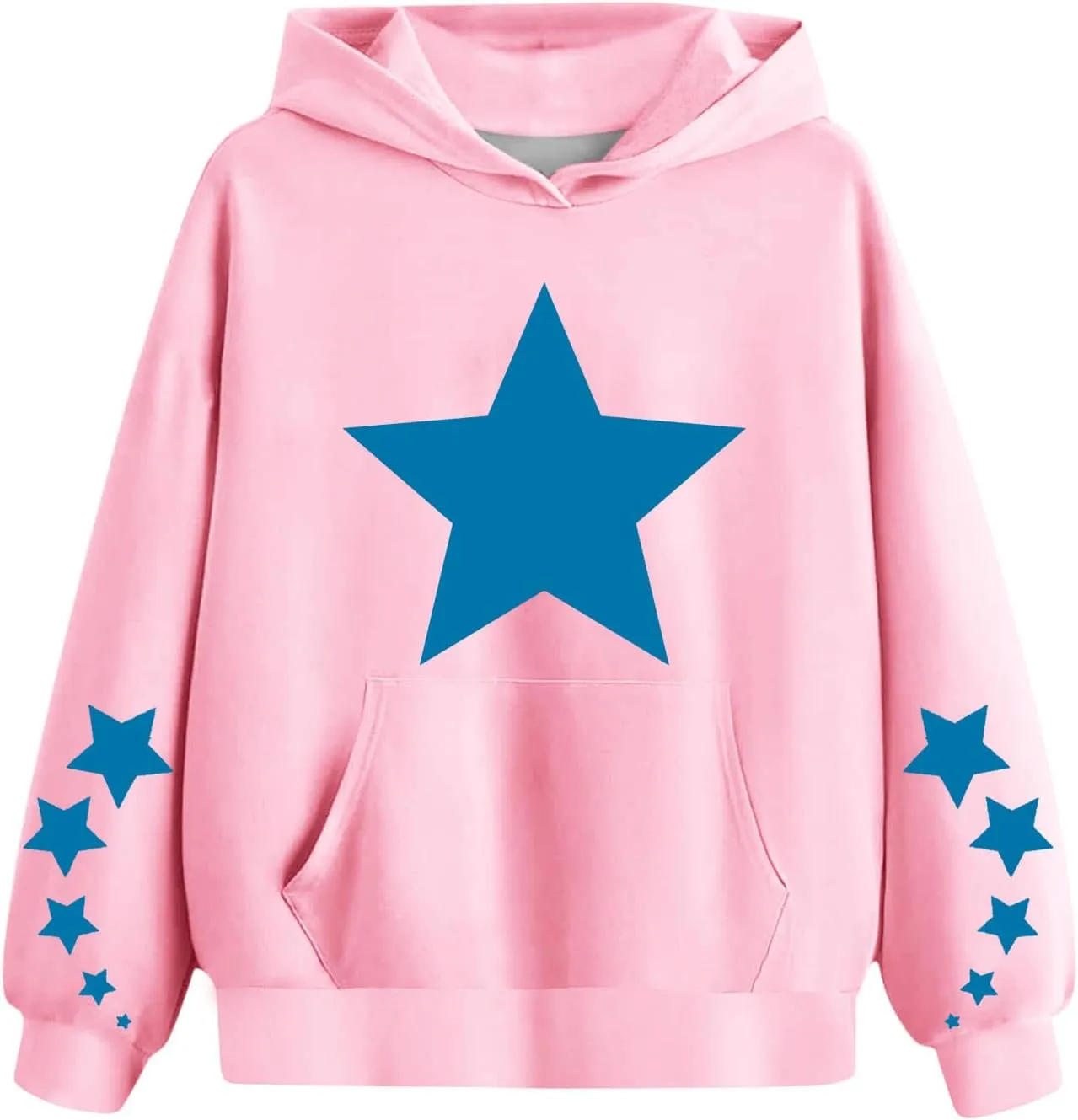 Oversized Hoodies For Boys And Girls Unisex Toddler Star Print Pullover Tops Casual Fleece Hooded Sweatshirt 4-13T