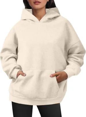 Oversized Hoodies for Women Cute Fleece Hooded Sweatshirt Pullover Long Sleeve Fall Preppy Sweatshirts with Pockets