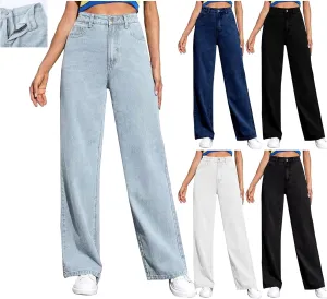 Oversized Sweatpants Jeans Women Soft High Waisted Wide Leg Jeans Comfy Boyfriend Denim Sweatpants with Pocket S-5XL