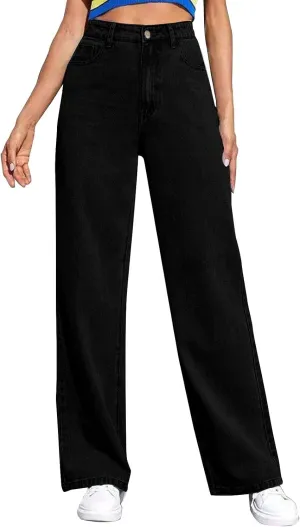 Oversized Sweatpants Jeans Women Soft High Waisted Wide Leg Jeans Comfy Boyfriend Denim Sweatpants with Pocket S-5XL