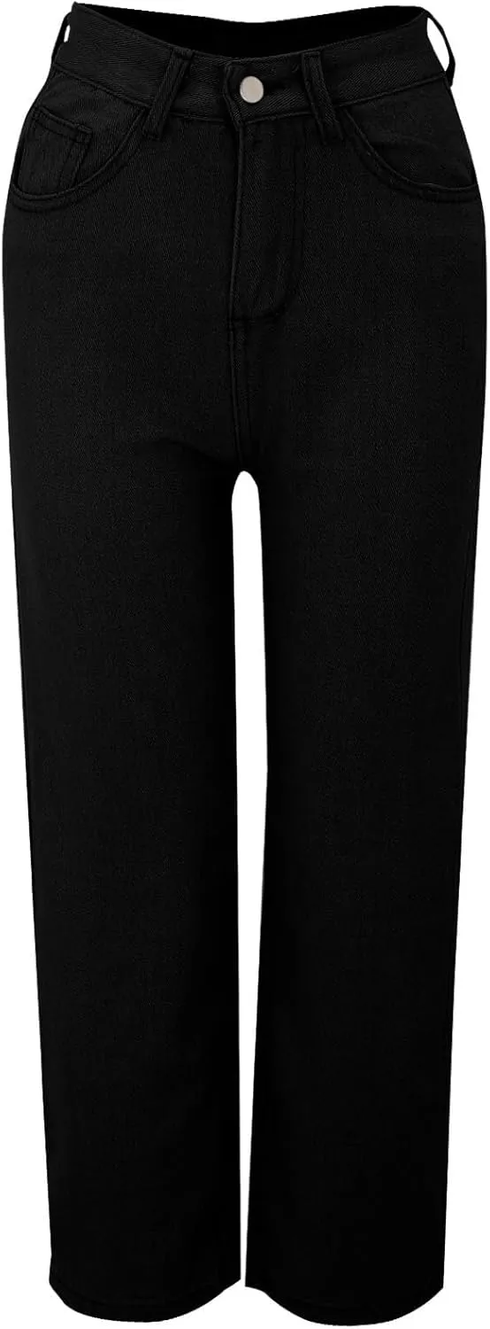 Oversized Sweatpants Jeans Women Soft High Waisted Wide Leg Jeans Comfy Boyfriend Denim Sweatpants with Pocket S-5XL