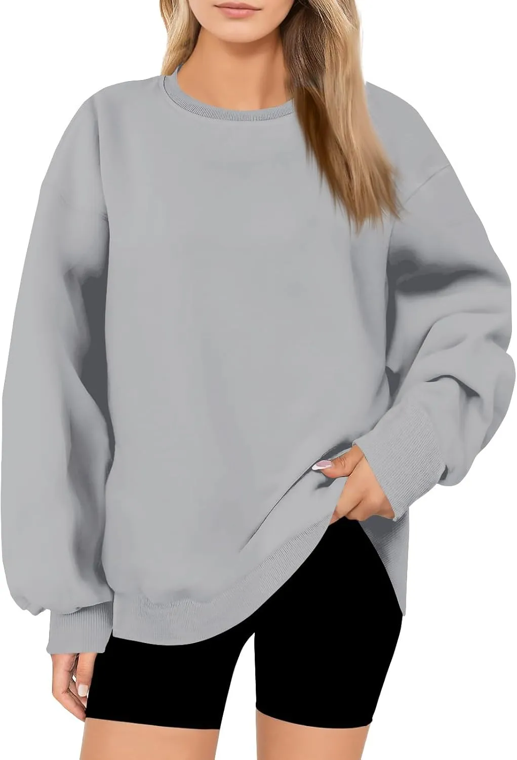 Oversized Sweatshirt for Women Crewneck Fleece Pullover Sweaters Loose Fit Plus Size Hoodie Comfy Fall Winter Tops
