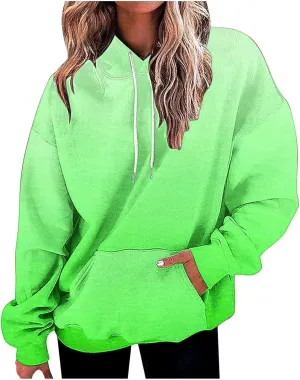 Oversized Sweatshirts for Women Loose Fit Fall Pullover Tops Neon Print Drawstring Hoodies Cute Trendy Clothes 2024
