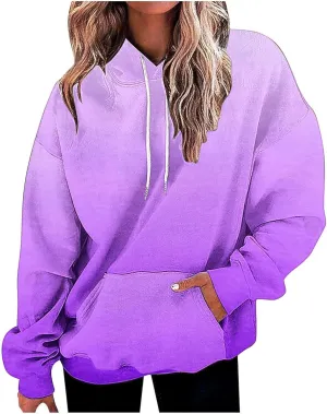Oversized Sweatshirts for Women Loose Fit Fall Pullover Tops Neon Print Drawstring Hoodies Cute Trendy Clothes 2024