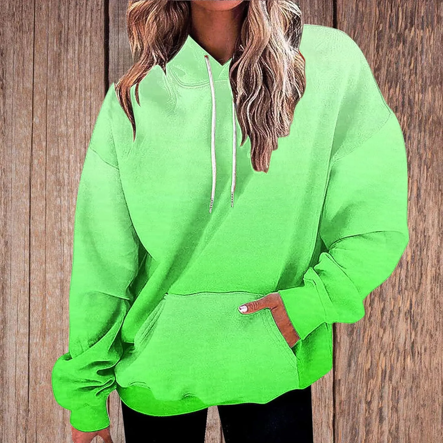Oversized Sweatshirts for Women Loose Fit Fall Pullover Tops Neon Print Drawstring Hoodies Cute Trendy Clothes 2024