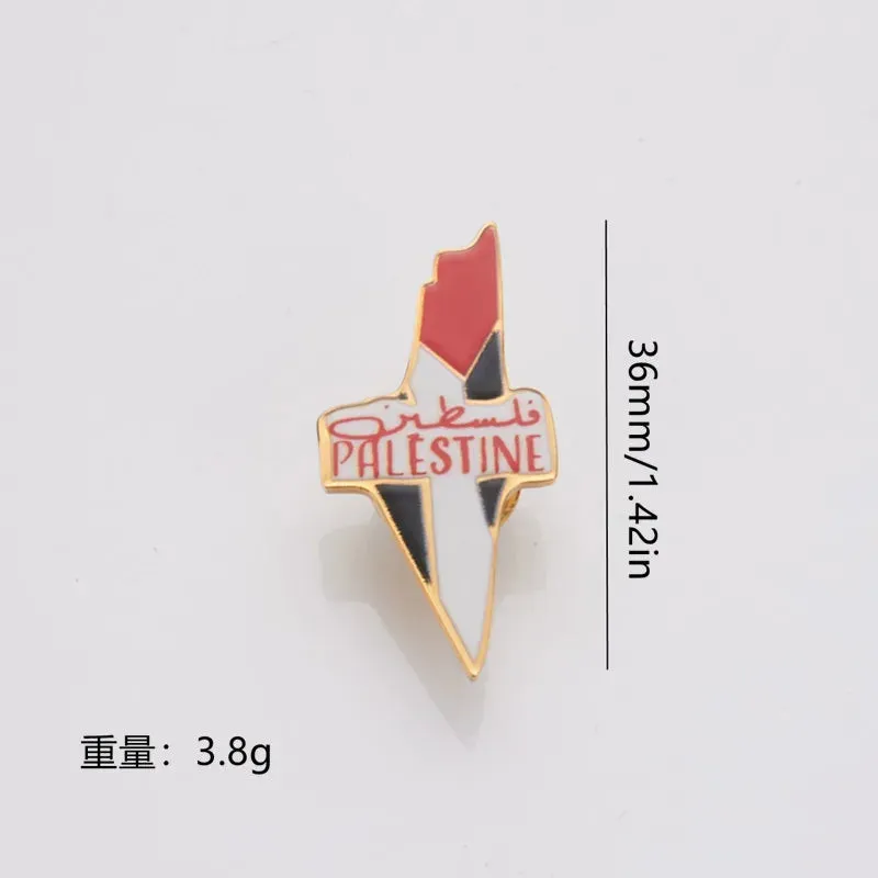 Palestinian Flag Stainless Steel Brooch For Men Women Badge Jewelry Accessories