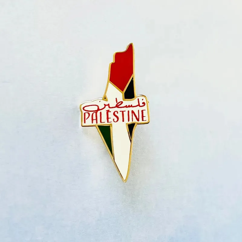 Palestinian Flag Stainless Steel Brooch For Men Women Badge Jewelry Accessories