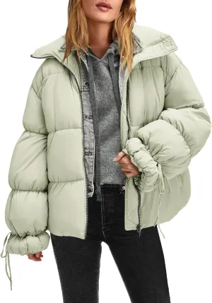 Panadila Womens Oversized Puffer Jacket Warm Winter Cozy Coats Casual Baggy Full Zip Up Puffer Coat with Pockets