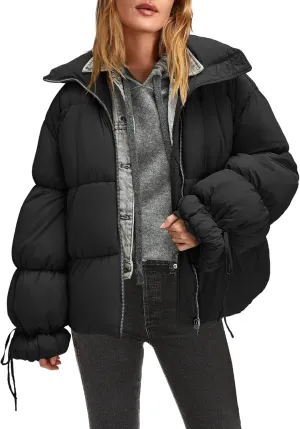 Panadila Womens Oversized Puffer Jacket Warm Winter Cozy Coats Casual Baggy Full Zip Up Puffer Coat with Pockets
