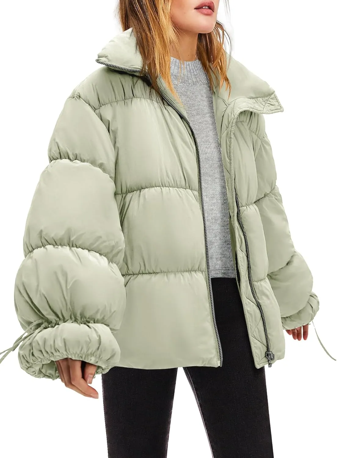 Panadila Womens Oversized Puffer Jacket Warm Winter Cozy Coats Casual Baggy Full Zip Up Puffer Coat with Pockets