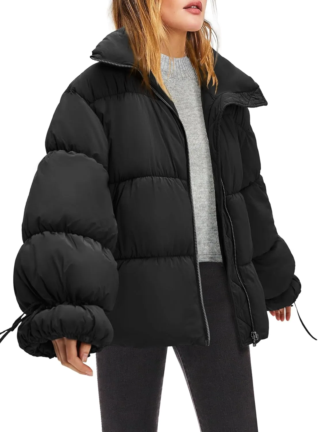 Panadila Womens Oversized Puffer Jacket Warm Winter Cozy Coats Casual Baggy Full Zip Up Puffer Coat with Pockets