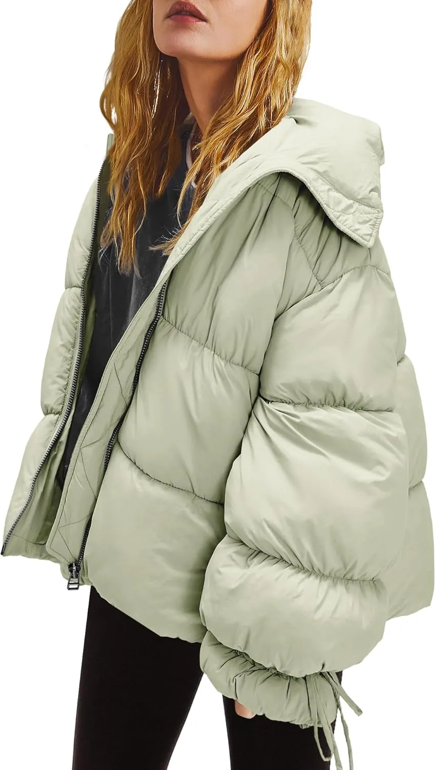 Panadila Womens Oversized Puffer Jacket Warm Winter Cozy Coats Casual Baggy Full Zip Up Puffer Coat with Pockets