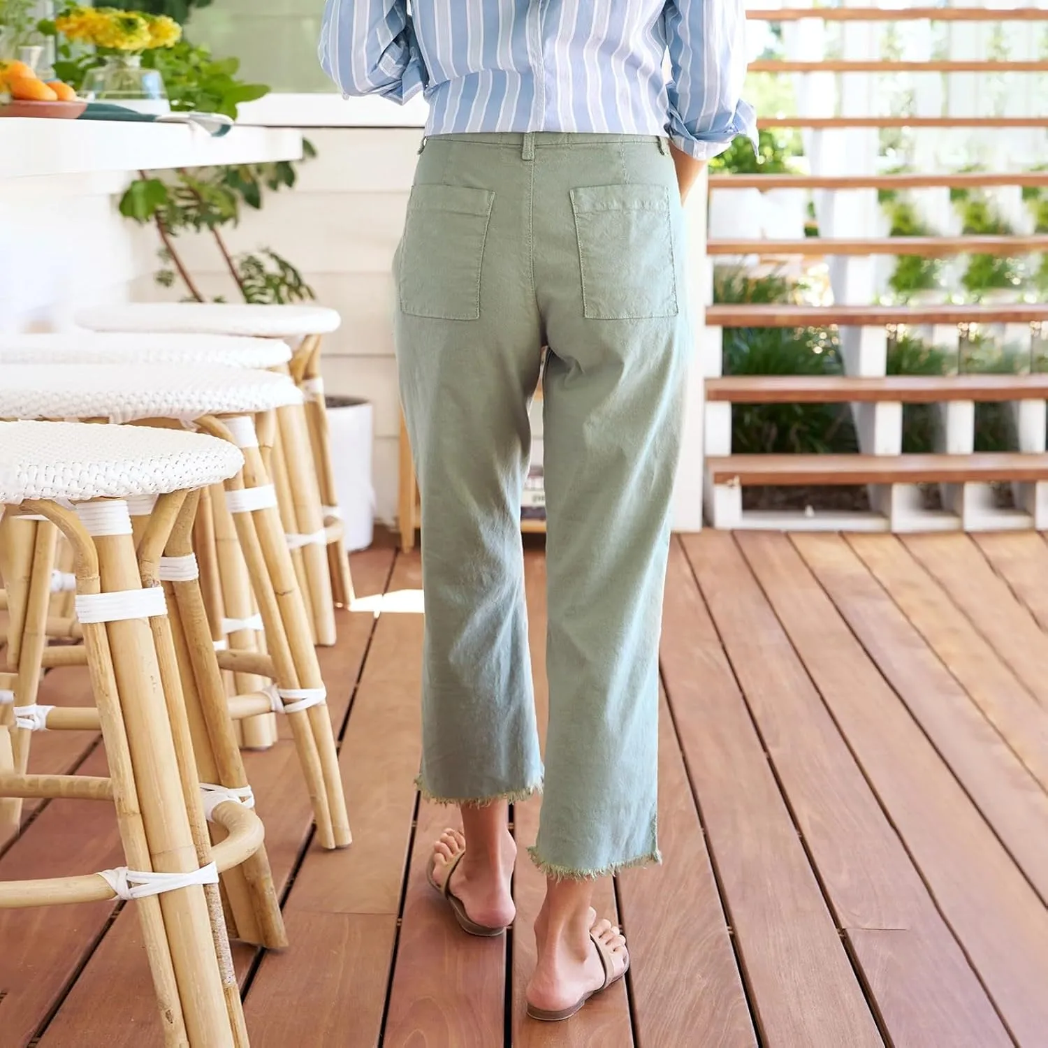 Pants for Women, Peasant Pants Straight Leg Casual Plus Size Linen Trendy