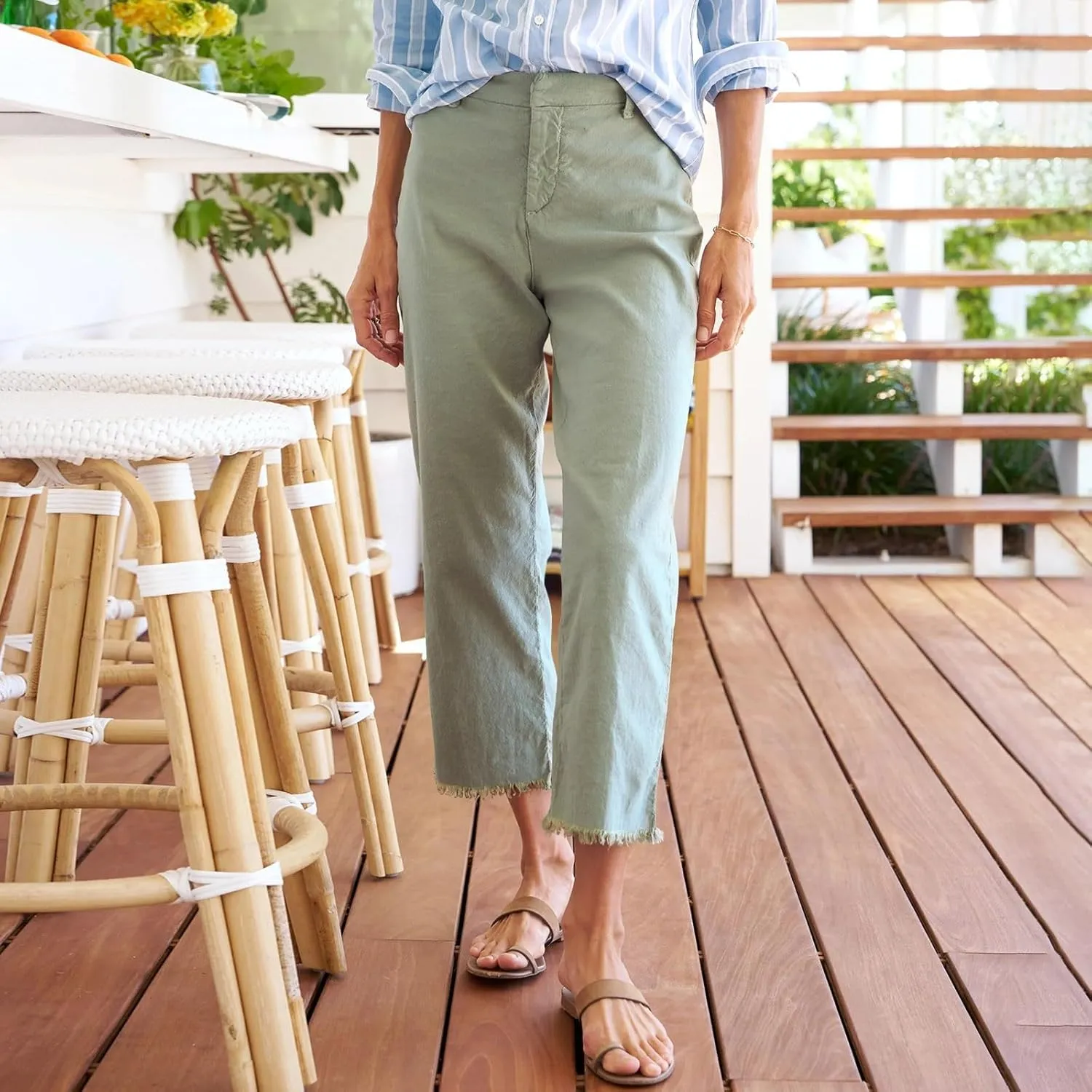 Pants for Women, Peasant Pants Straight Leg Casual Plus Size Linen Trendy